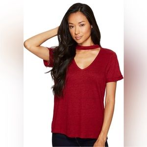Sanctuary Women's Choker Tee Cabernet T-Shirt XL